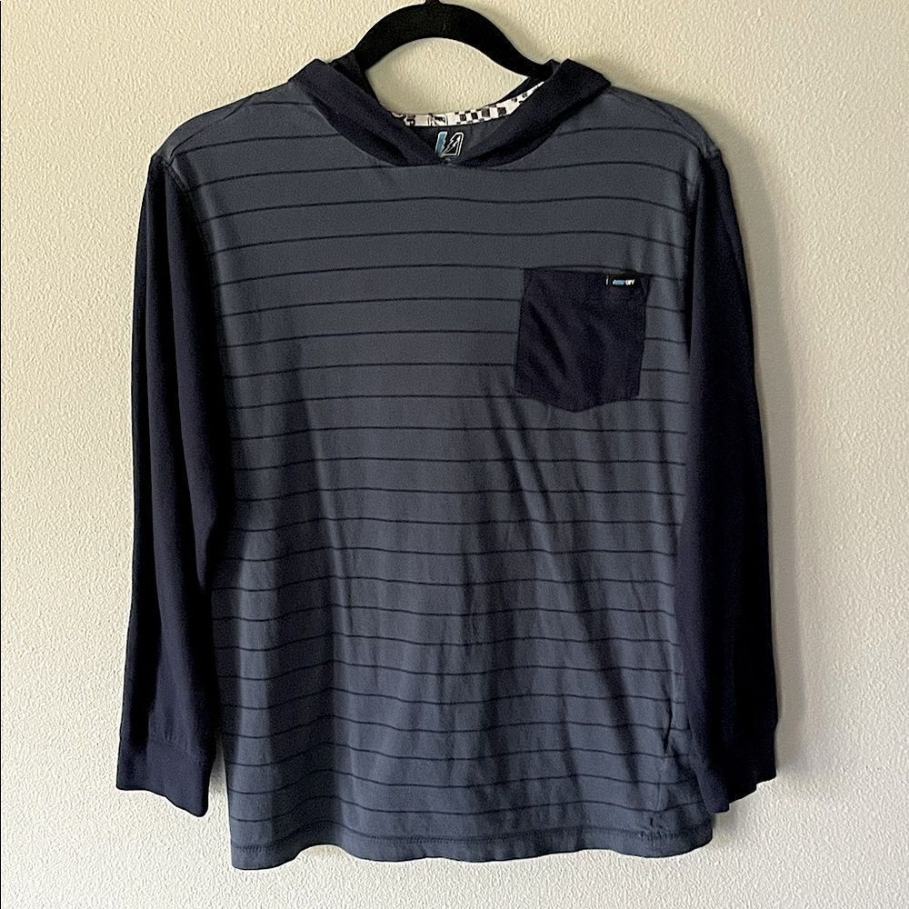 Youth Amplify, Blue and Black Striped Hoodie. Size Medium.